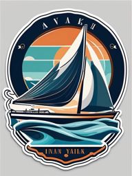 Yacht Sailing Sticker - Elegant maritime voyage, ,vector color sticker art,minimal