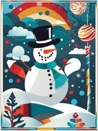 Snowman Art Clip,Decorating a winter carnival flyer  simple, 2d flat