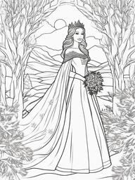 Winter Princess Coloring Pages - Royalty in a Snowy Wonderland  minimal black outline printable sheet, coloring page