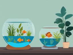 Fish clipart - fish in a fishbowl with plants  