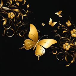 Butterfly Background Wallpaper - gold butterfly on black background  