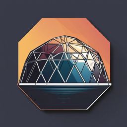 Geodesic Dome Sticker - Explore futuristic architecture with the innovative and geodesic dome sticker, , sticker vector art, minimalist design