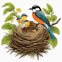 Bird clipart - bird building a nest  