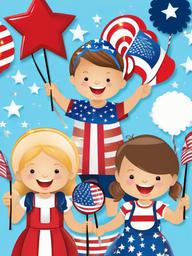 4th of July clipart - children with sparklers celebrating  