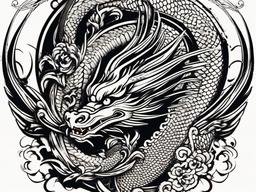 Dragon Tattoo Yakuza - Tattoos with dragon motifs influenced by the Yakuza culture in Japan.  simple color tattoo,minimalist,white background