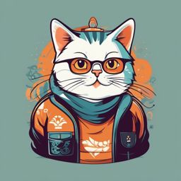 Clever Cat Character Design - Character design portraying a cat's clever and funny traits. , t shirt vector art