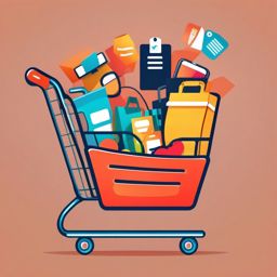 Clipart of a Shopping Cart - Shopping cart representing online shopping,  color vector clipart, minimal style
