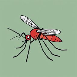 Mosquito on the Hunt Clip Art - Mosquito on the hunt for a meal,  color vector clipart, minimal style