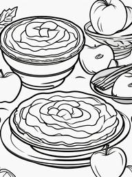 Apple Pie Coloring Pages - Classic Dessert for Thanksgiving Dinner  minimal black outline printable sheet, coloring page