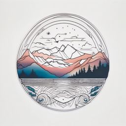 Dream Tattoo Wanderlust - Evoke wanderlust in a dreamy, travel-inspired tattoo.  outline color tattoo,minimal,white background