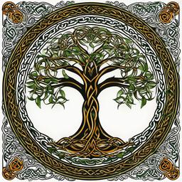 celtic tree tattoo  simple vector color tattoo