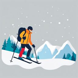 Ski Pole and Snow Emoji Sticker - Navigating snowy slopes, , sticker vector art, minimalist design
