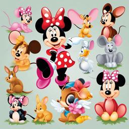 Minnie Mouse clipart - Minnie Mouse with animals  vector clipart