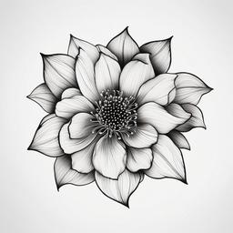 Black Japanese Flower Tattoo - Black ink Japanese flower tattoo.  simple color tattoo,white background,minimal