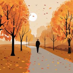 Autumn Stroll clipart - Leisurely stroll in the fall, ,vector color clipart,minimal