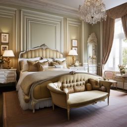 Classic French Provincial Elegance - Add the elegance of French provincial style to your bedroom. , bedroom interior decor design ideas, multicoloured, photo realistic, hyper detail, high resolution,