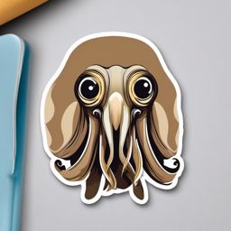 Cuttlefish Sticker - A curious cuttlefish with expressive eyes, ,vector color sticker art,minimal