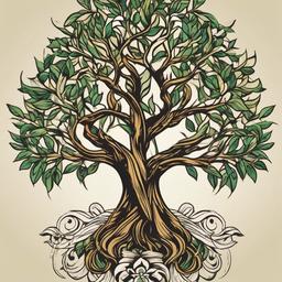 laurel tree tattoo  simple vector color tattoo