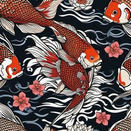 Tattoos of Japanese Koi Fish-Intricate and symbolic tattoos featuring Japanese Koi fish, symbolizing perseverance and strength.  simple color vector tattoo