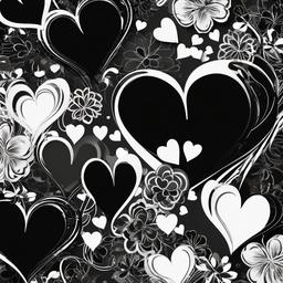 Heart Background Wallpaper - white heart outline black background  