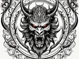 Demon Tattoo Design-Creative and artistic tattoo design featuring a demonic motif, showcasing intricate details and creativity.  simple color tattoo,white background