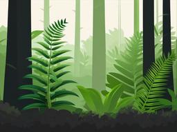 Plant clipart - fern growing in a forest setting  color,minimalist,vector clipart