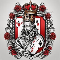 Card King Tattoo-Creative and stylish tattoo featuring the king card, showcasing artistic design and symbolism.  simple color tattoo,white background