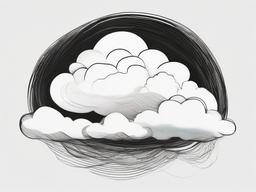 drawing of God in a cloud  minimal rough sketch scribbles,doodles,black and white