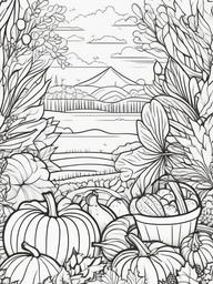 Harvest Festival Coloring Pages - Community Celebration of Autumn Bounty  minimal black outline printable sheet, coloring page