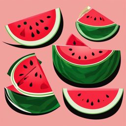 Watermelon Picnic Clipart - Slices of watermelon ready for a picnic.  color vector clipart, minimal style