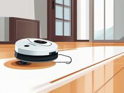 Robot vacuum cleaner moving across the floor clipart.  vector style illustration, white background