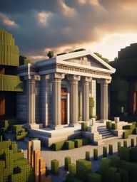 ancient roman villa with classical columns and statues - minecraft house ideas minecraft block style