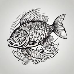 Cute Fish Tattoo-Bold and vibrant tattoo featuring a cute and adorable fish design, perfect for those who appreciate charming and lively body art.  simple color vector tattoo