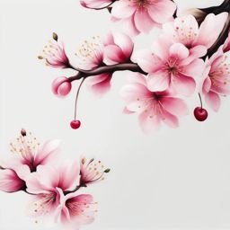 Cherry flower tattoo, Creative tattoos featuring cherry blossoms in full bloom. colors, tattoo patterns, clean white background