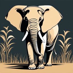 Elephant clipart - Gentle giant of the safari with impressive tusks, ,vector color clipart,minimal