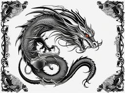 Dragon Tattoo Full Body - Comprehensive tattoo covering the entire body with dragon imagery.  simple color tattoo,minimalist,white background