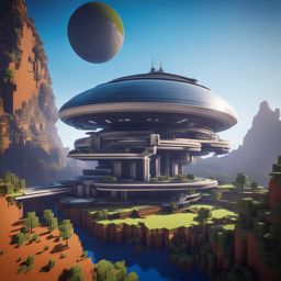 futuristic spaceship-like base on an alien planet - minecraft house design ideas minecraft block style