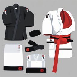 Judo Gi and Black Belt Clipart - A Judo Gi and black belt for martial arts.  color vector clipart, minimal style