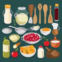 Cooking clipart - ingredients on a table  vector clipart