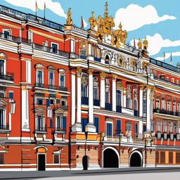 Madrid clipart - Royal Palace of Madrid and Plaza Mayor, ,color clipart vector style