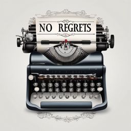 No Regrets Tattoo-Typewriter-style font for No Regrets tattoo, adding a vintage touch. Colored tattoo designs, minimalist, white background.  color tattoo style, minimalist, white background