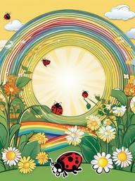 Ladybug clipart - ladybug surrounded by rainbows and sunshine  