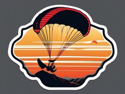Paraglider Wing Sticker - Soaring above, ,vector color sticker art,minimal