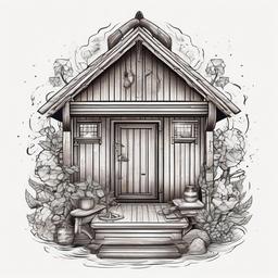 Sauna  ,tattoo design, white background