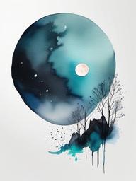 Watercolor Moon Tattoo Designs  minimal,color tattoo,white background