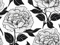 Carnation Black and White Tattoo,Stylish and impactful statement with a black and white carnation tattoo, showcasing timeless beauty.  simple color tattoo,minimal vector art,white background