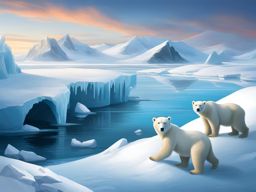 arctic expedition - illustrate an expedition to the frozen arctic, with polar bears and icy landscapes. 