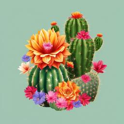 Cactus clipart - cactus with colorful flowers on top  