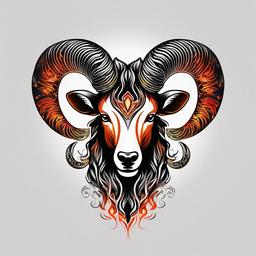 fire aries tattoo  simple color tattoo,white background