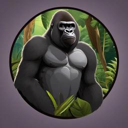 Gorilla cartoon - large, strong primate with a calm nature  